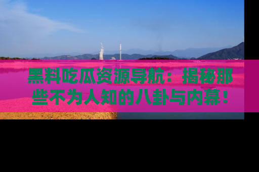 黑料吃瓜资源导航：揭秘那些不为人知的八卦与内幕！