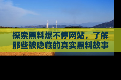 探索黑料爆不停网站，了解那些被隐藏的真实黑料故事